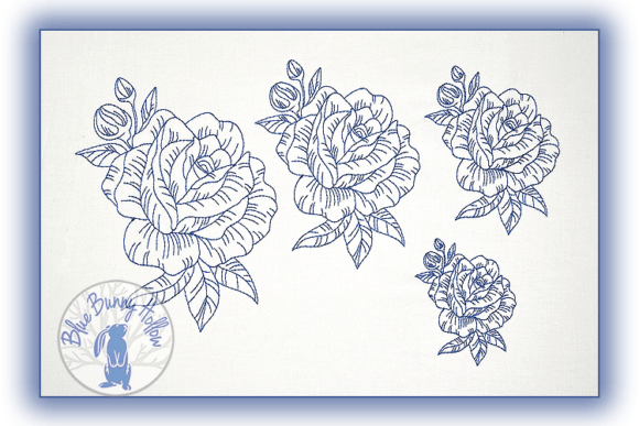 Captivating Elegance: The Flower Blue Embroidery Design