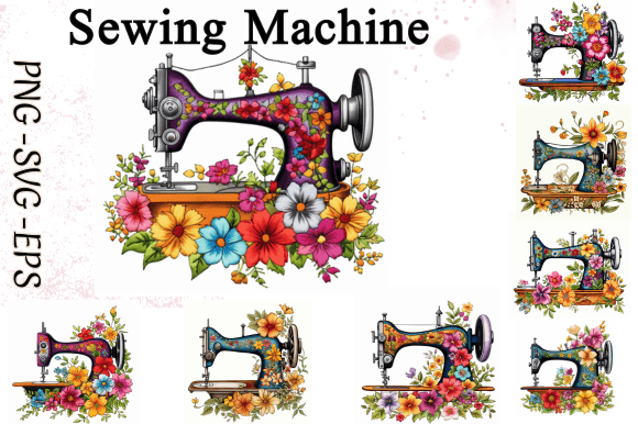 Charming Sewing Machine Embroidery Watercolor