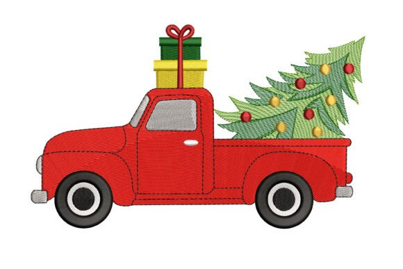 Christmas Truck Embroidery: A Festive Touch for Your Shop