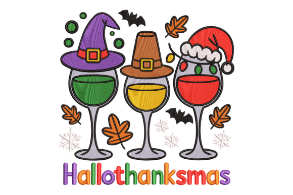 Christmas Wine Glasses: An Embroidery Design Review