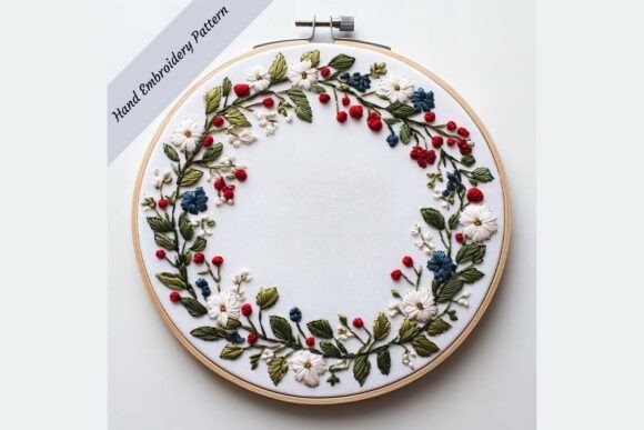Elegant Floral Wreath for Seasonal Embroidery