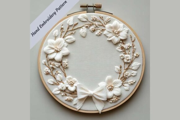 Elegant Hand Embroidery Floral Wedding Wreath 05