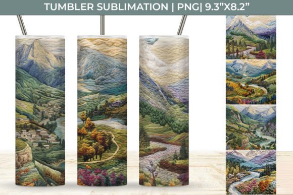 Exploring Embroidery Mountain Landscape Tumbler Pn