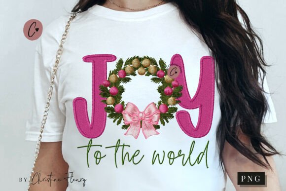Faux Embroidery Joy to the World PNG