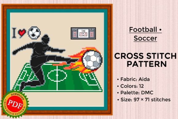 Football Cross Stitch Pattern for Soccer Fans