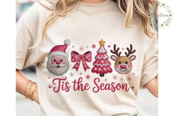 Pink Christmas Embroidery PNG Clipart Review