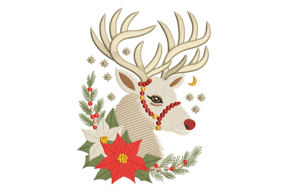 Reindeer Head with Poinsettia: Holiday Design Review