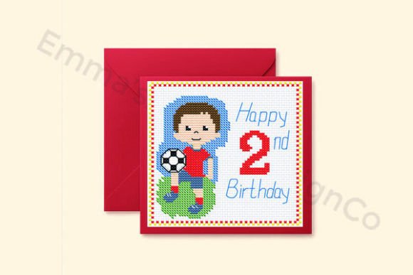 Soccer 2nd Birthday Card Cross Stitch
