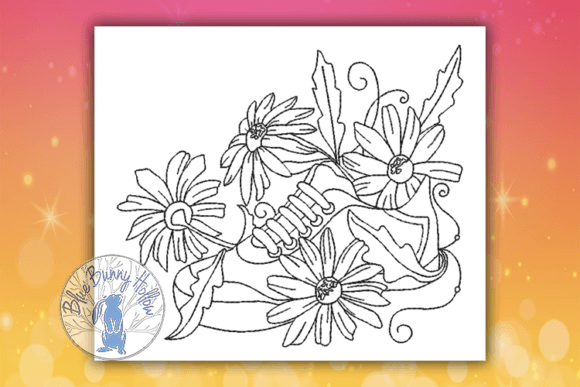Spring Sneaker 5: A Stylish Redwork Embroidery Design